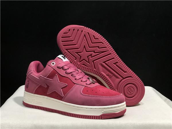 Men's Bape Sta Low Top Leather Pink Shoes 020